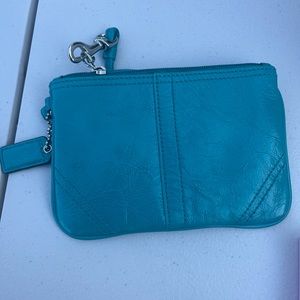 Turquoise authentic coach wristlet